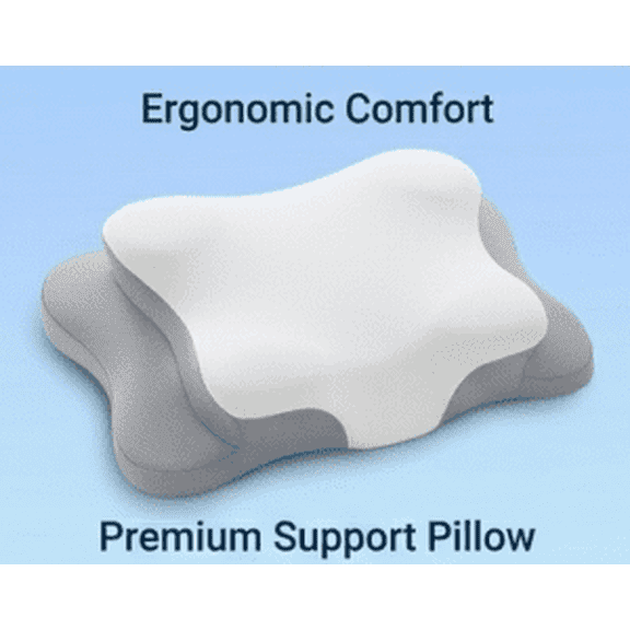 Contour Pillow for Neck Pain Relief - Cooling Cervical Support with Memory Foam, Ergonomic Design for Side, Back & Stomach Sleepers