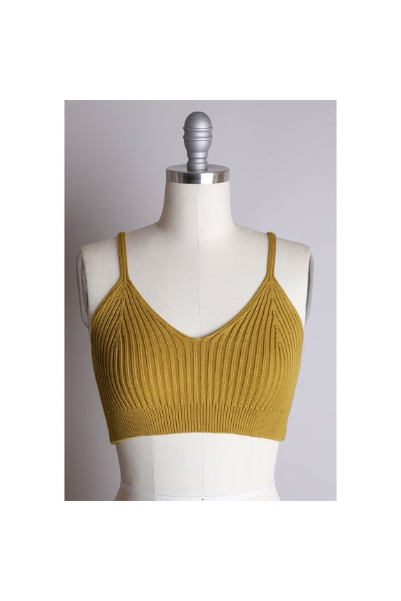 Contour Rib Knit Lounge Brami Top – Stylish & Relaxed Fit - Mustard-36C