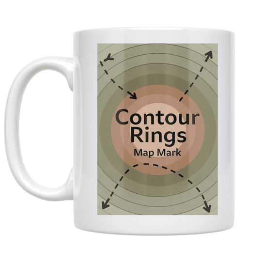 Contour Rings Map Mark - Adventure Enthusiast - 11 oz Ceramic Coffee Mug