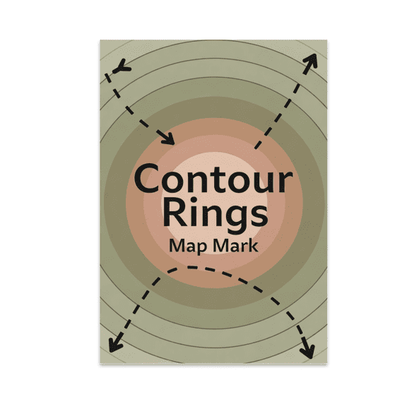 Contour Rings Map Mark Decor - Nature Enthusiast - 13x19 Poster Print