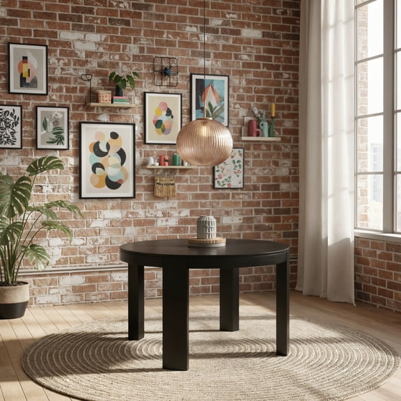 Contour Round Dining Table (47in x 47in / 1194mm x 1194mm), Black