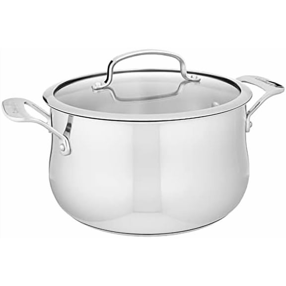Contour Stainless 5-Quart Dutch Oven with Glass Cover, Silver