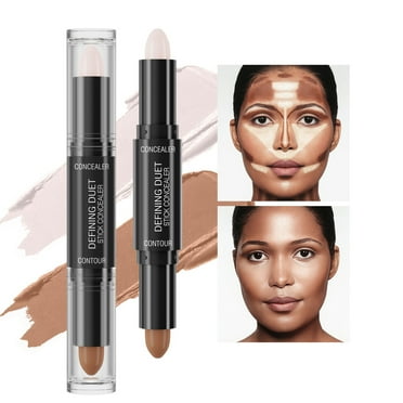 Contour Stick,Dual-Ended Full Coverage Wonder Stick,Color Corrector Concealer Stick,Contouring Highlighting Foundation,Highlighter Cream Pen Makeup