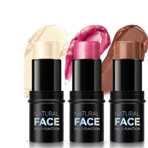 Contour Stick, Highlight Stick, Blush Stick, Cream Contour Kit with Brush, Create Face Contour, Non-greasy, Waterproof Long-lasting Effect, Highlighter Makeup Stick 3 colors