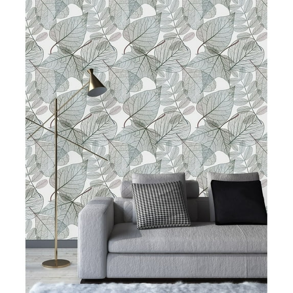Contour of Leaves Wallpaper Peel-and-Stick - 25"W x 125"H