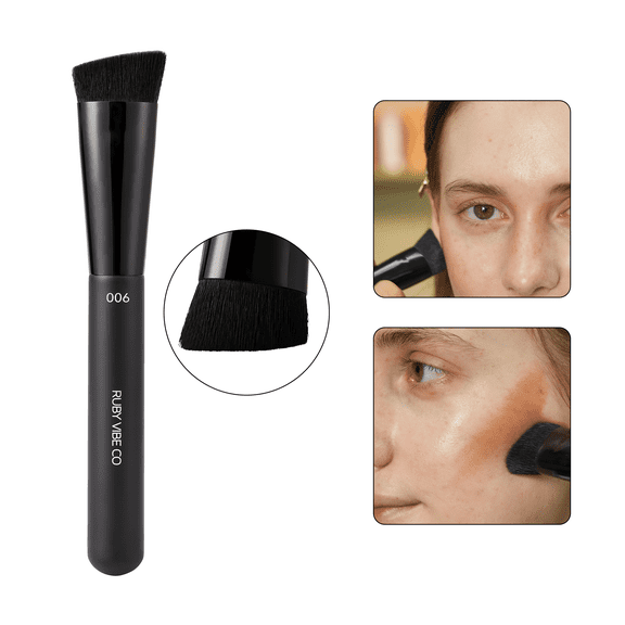 RUBY VIBE CO ContourSculpt Pro Brush, Angled Makeup Brush for Cream Contour, Liquid Foundation, Blush and Setting Powder