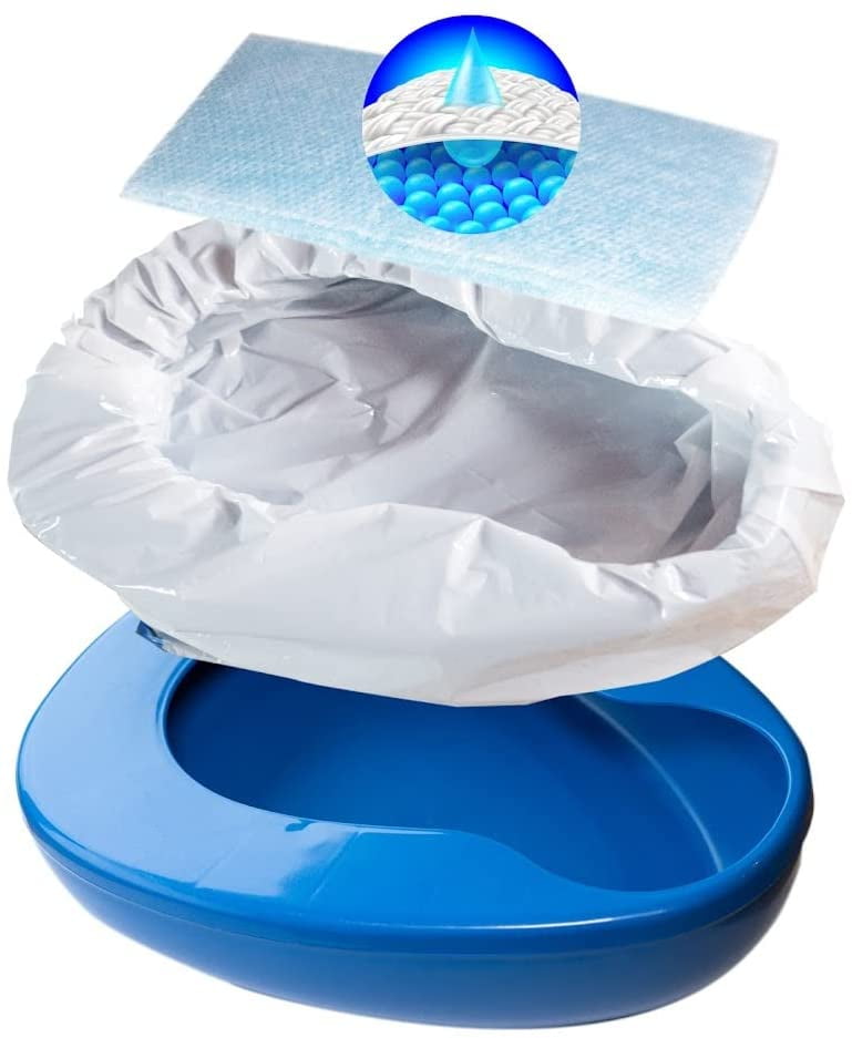 Contoured Bedpan Set with 25 Super Absorbent Pads and Liners Heavy