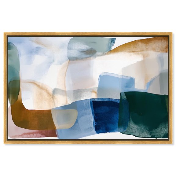 Contoured Calm I Canvas Digital Abstract by Art Remedy, Gold Frame, 45 x 30
