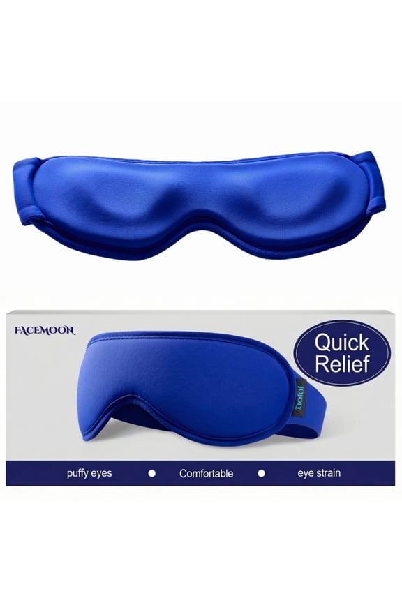 Contoured Cooling Gel Eye Mask Snug Fit Cold Compress for Puffiness, Migraines, Dark Circles, Sinus Relief, Reusable, Universal Fit, Blue