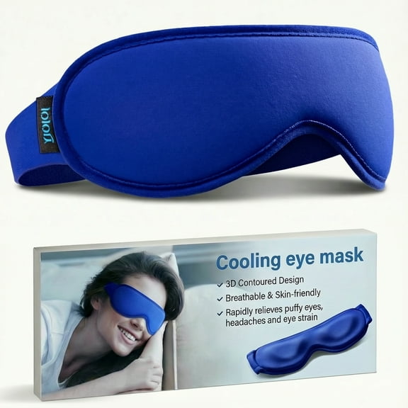 FACEMOON Contoured Cooling Gel Eye Mask for Puffy Eyes, Migraines, Dark Circles, Sinus Pressure, Reusable, Universal Fit, Blue