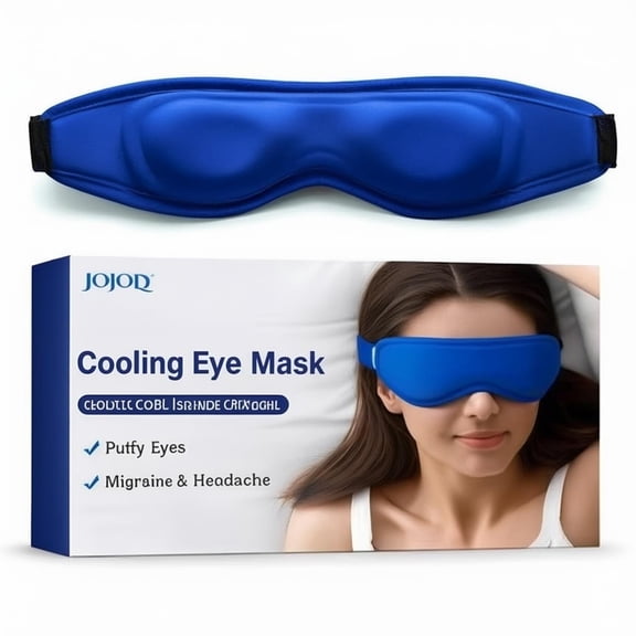 FACEMOON Contoured Cooling Gel Eye Mask for Puffiness, Migraines, Dark Circles, Sinus & Eye Strain Relief, Reusable, Blue, Fits All Head Sizes