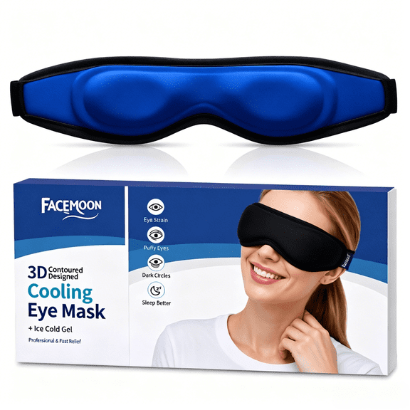 FACEMOON Lycra Cooling Eye Soft 3D Sleep Eye Mask for Insomnia, Ice Gel Mask, Black