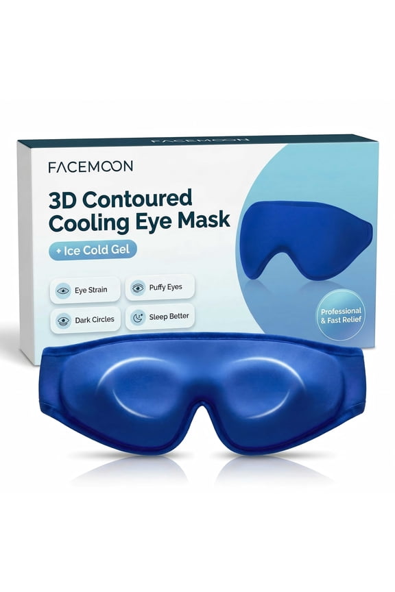 Cooling Gel Eye Mask for Puffy Eyes: Full-Eye Design with Larger Coverage for Morning Refresh Relief, Reusable Comfort Compress for Tired Eyes, Adjustable Fit (Blue)