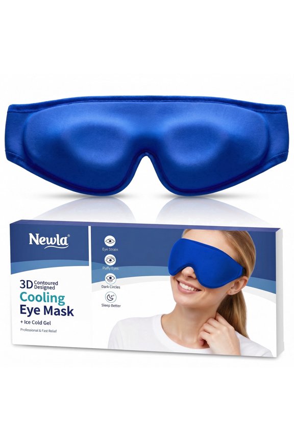 Cooling Gel Eye Mask for Puffy Eyes: Full-Eye Design with Larger Coverage for Morning Refresh Relief, Reusable Comfort Compress for Tired Eyes, Adjustable Fit (Blue)