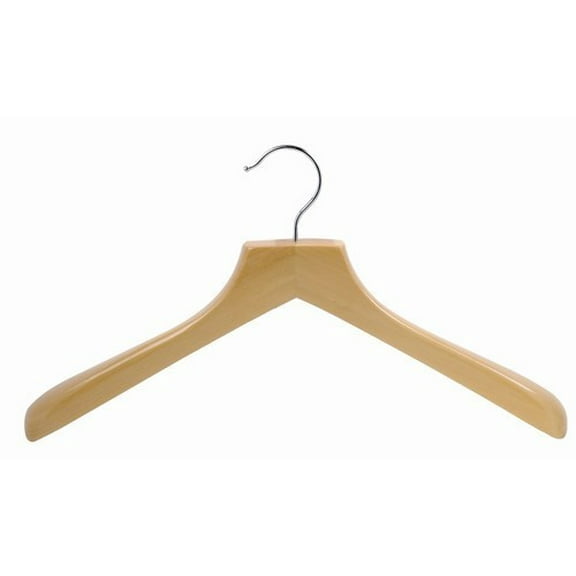 Contoured Deluxe Wooden Coat Hanger (Natural/Chrome)