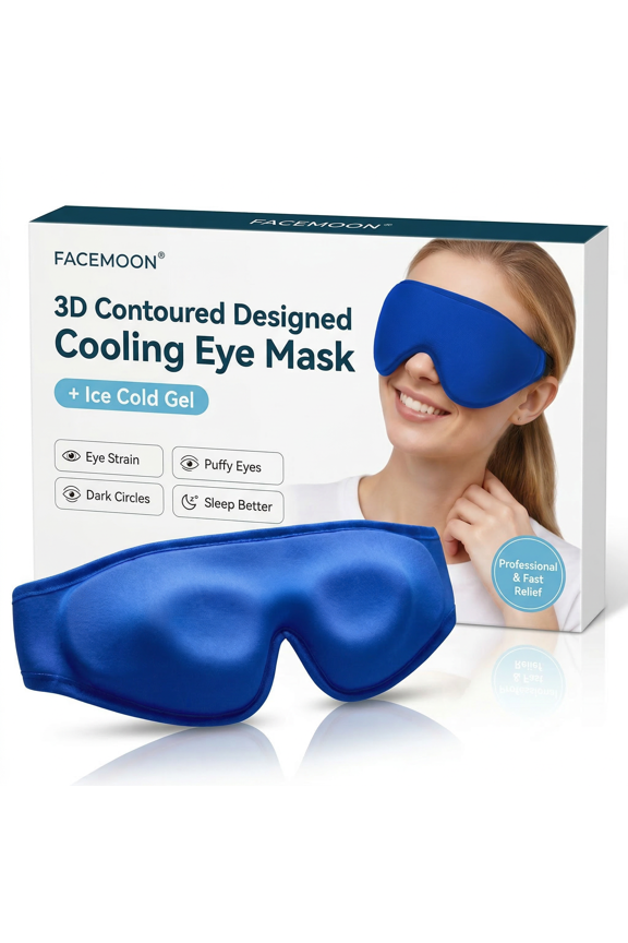 Contoured Eye Mask for Puffy Eyes, Dark Circles, Sinus Pressure & Eye Fatigue, Reusable Cooling Relief, Gel,