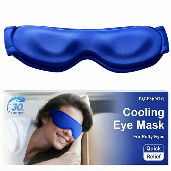 FACEMOON Contoured Gel Ice Eye Mask Snug Fit Cooling Compress for Puffiness Migraines Dark Circles Sinus Eye Strain Reusable One Size Fits All Blue