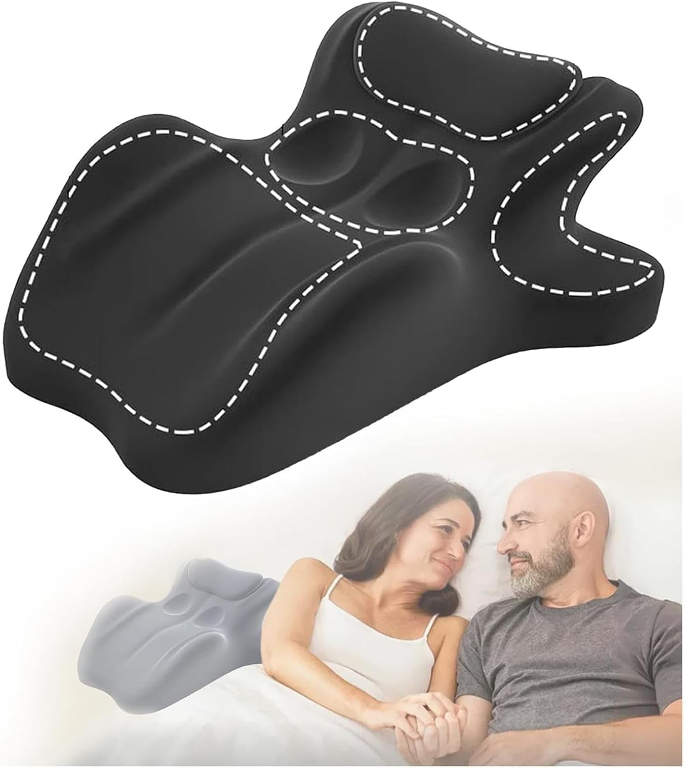 Contoured Support Pillows Ergonomic Memory Foam Wedge Pillow, 27° Angled Support for Waist and Neck, Multi-Position Support Pillow (Blue)