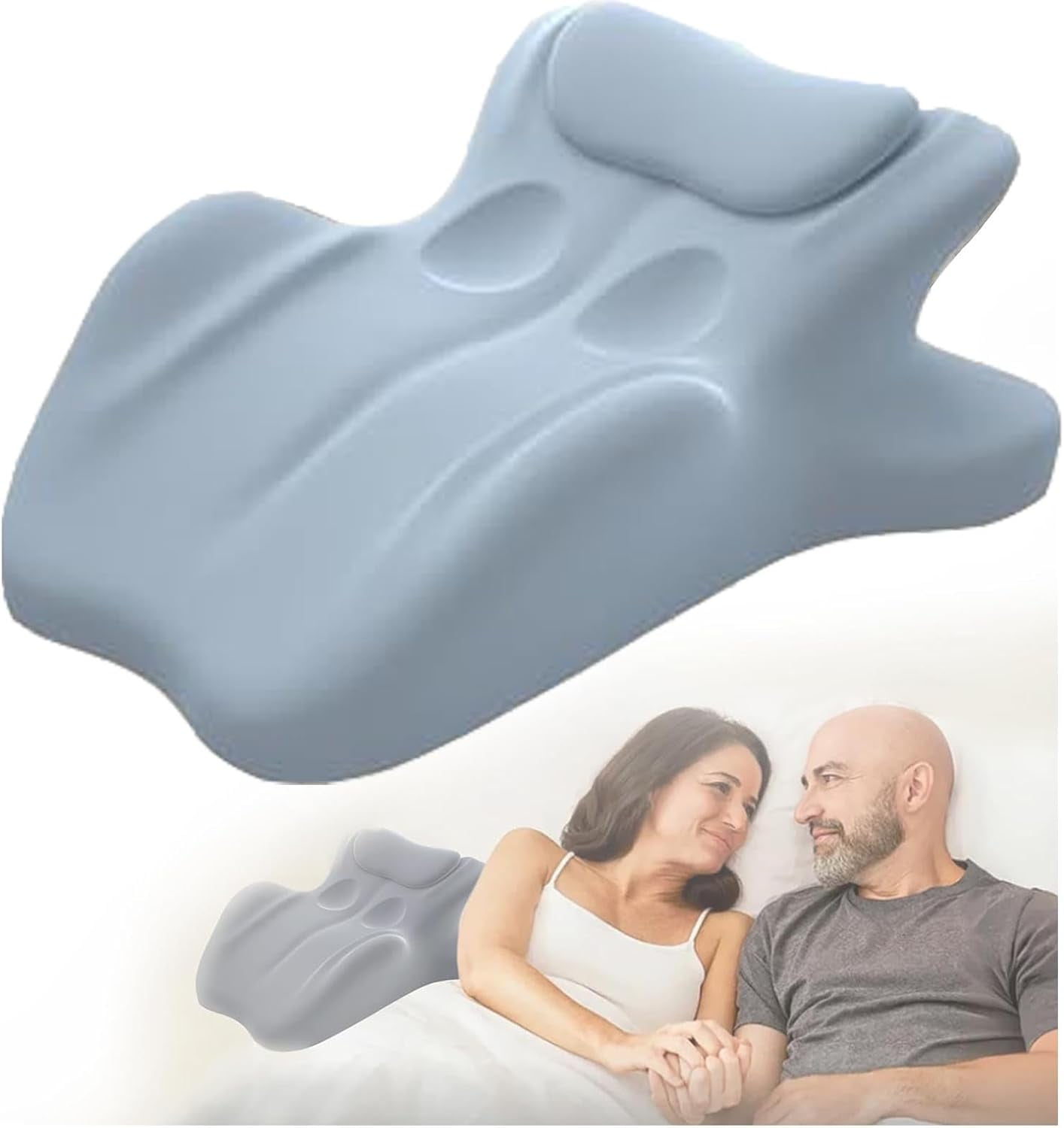 Contoured Support Pillows Ergonomic Memory Foam Wedge Pillow, 27° Angled Support for Waist and Neck, Multi-Position Support Pillow (Blue)