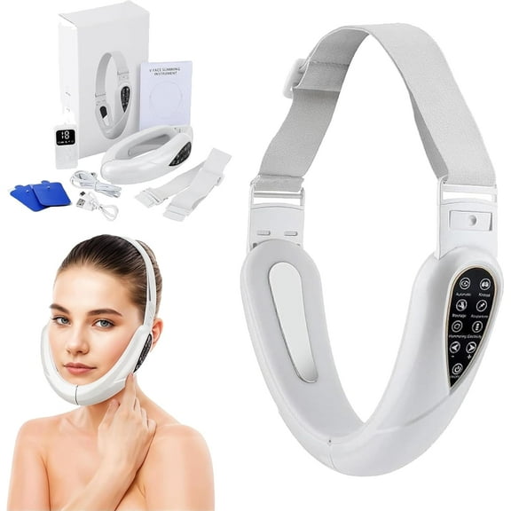 Contourflex 4-in-1 Massager for Face, Reviona Contour Flex Facial Sculpting Device, 5 Nursing Modes & 15 Levels of Intensity &180° Foldable with Remote Control (White)