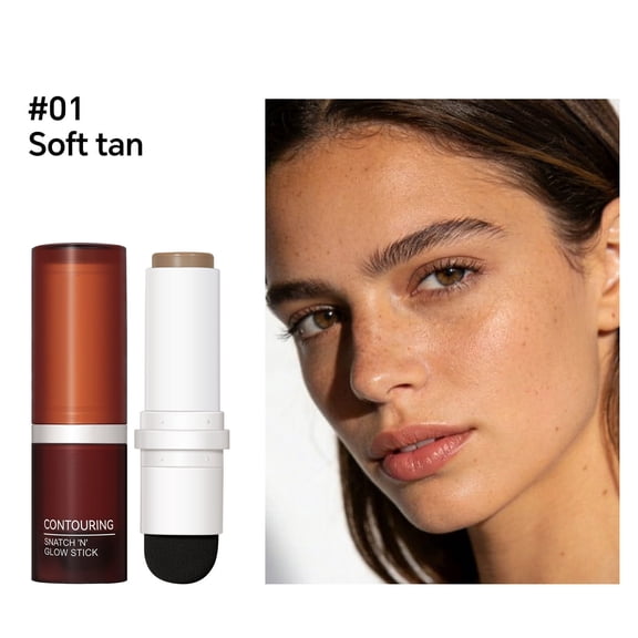 Contouring Stick Dual Ended Nose Shadow Waterproof Sweatproof Makeup Highlighter Shaper 01 Soft Tan 8g