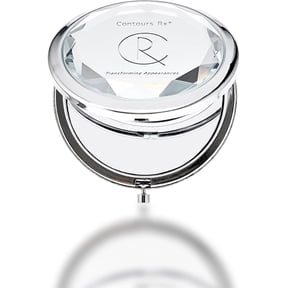 Contours Rx Crystal Compact Makeup Mirror – Dual-Sided 1x & 2X Magnification – Portable, Stylish Metal Frame for Folding Mirror, Beauty Touch-Ups & LIDS by Design Application