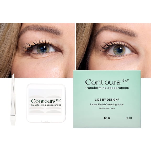 Contours Rx Lids by Design Instant Eyelid Lift Strips Medical-Grade Transparent 80 Count