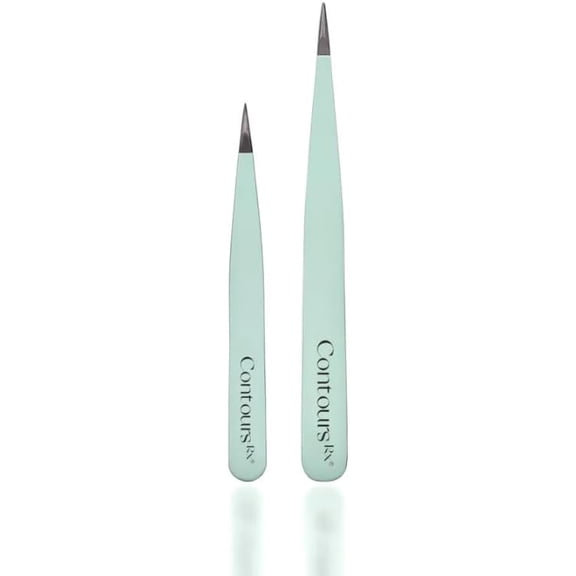 Contours Rx Precision Tweezers  Needle Nose Stainless Steel Tweezer for Lids by Design Placement, Eyebrow Grooming & Lash Application  TSA-Approved, 3" 4" Combo Pack