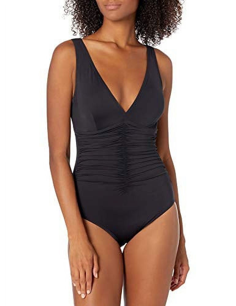 Contours by Coco Reef Women's Solitaire V-Neck ONE Piece, Black