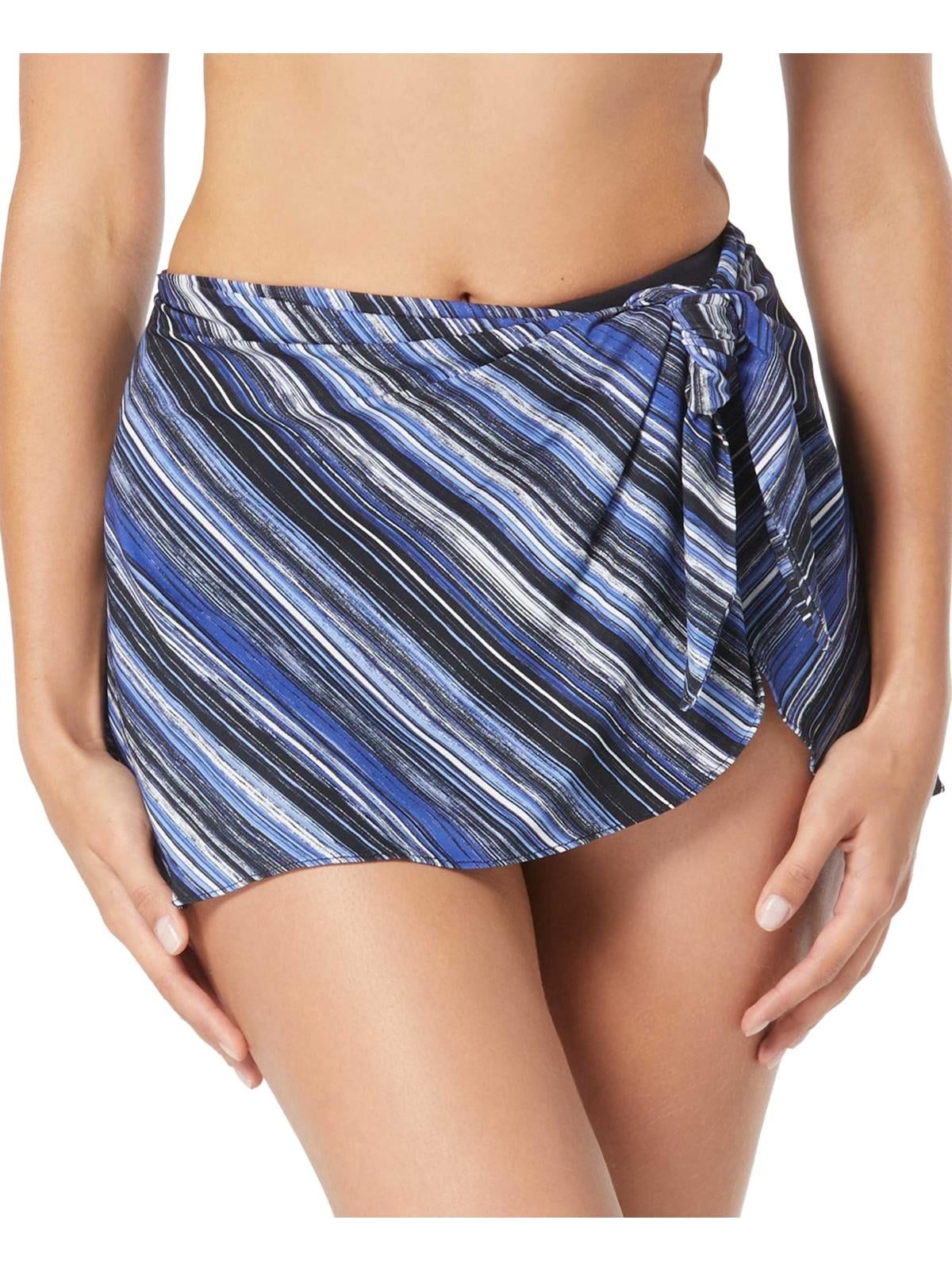 Contours by Coco Reef Womens Striped Sarong Swim Bottom Separates Black XL