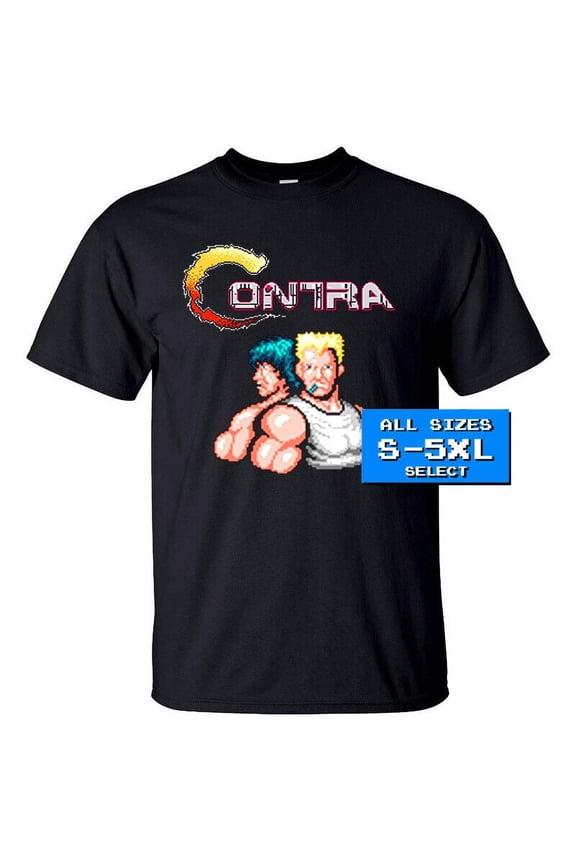 Contra NES 8 bit game Logo screen T Shirt BLACK all sizes S-5XL 100% cotton