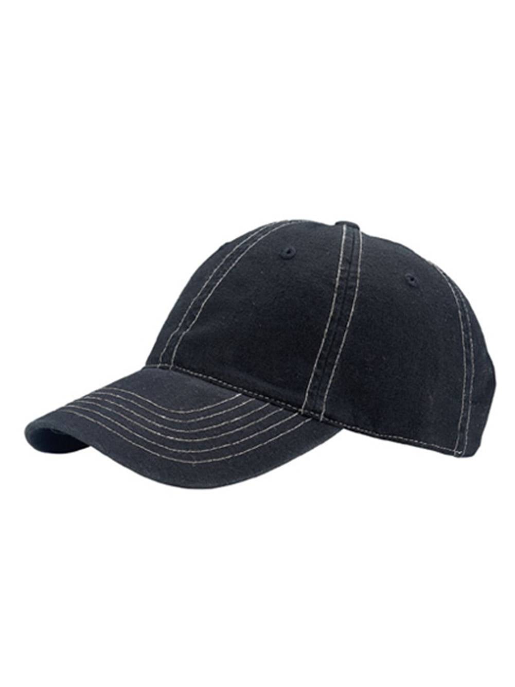 Contra Stitched 6 Panel Cotton Washed Cap- Black