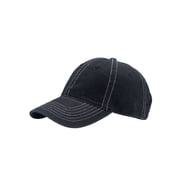 Contra Stitched 6 Panel Cotton Washed Cap- Black