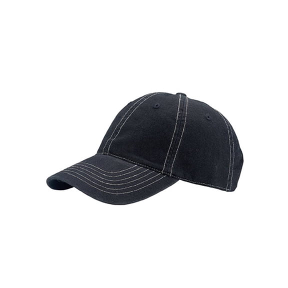 Contra Stitched 6 Panel Cotton Washed Cap- Black