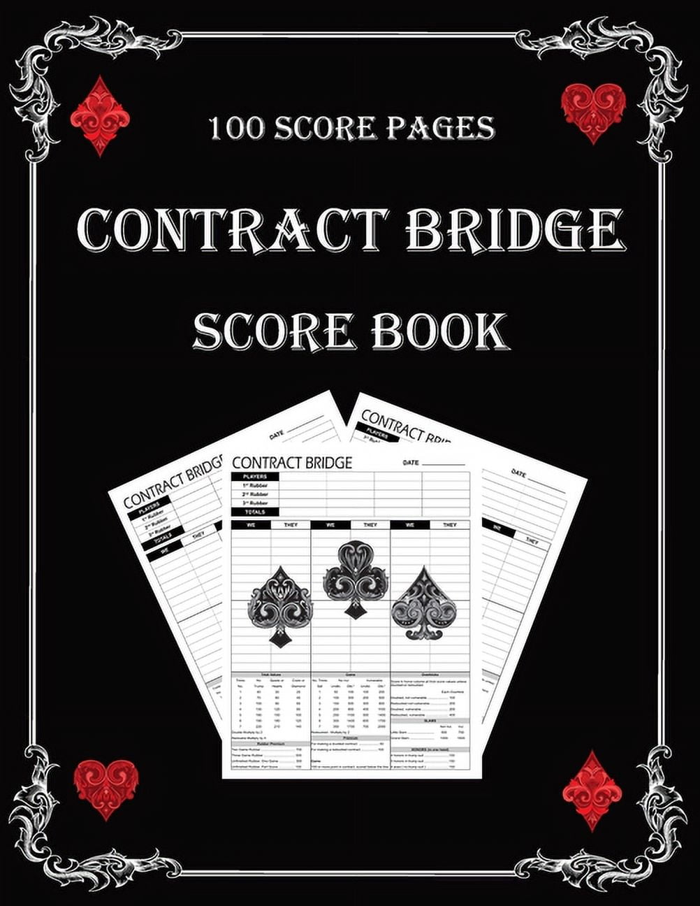 Contract Bridge Score Book 100 Score Sheets for Playing the Card Game