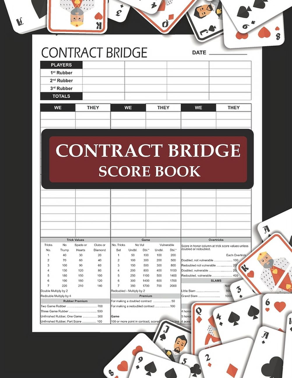 Contract Bridge Score Book 100 Score Sheets for Playing the Card Game