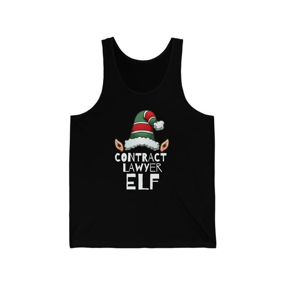 Contract Lawyer Elf Unisex Tank Top, XS-2XL Christmas Holidays  Law School