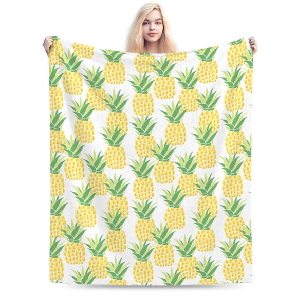 Contracted And Pineapple Throw Blanket, Gifts For Men Women, Soft Warm Cozy Lightweight Fleece Throw Blankets Sherpa Fuzzy Stuff For Bed Sofa Couch Chair 40"X30"