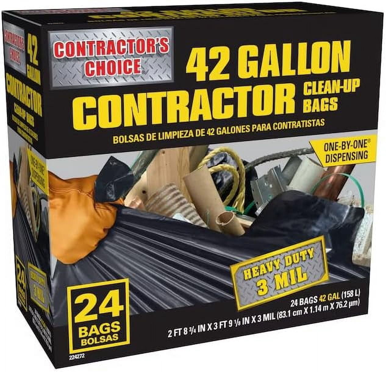 Contractor 42-Gallons Black Outdoor Plastic Construction Flap Tie Trash Bag (24-Count)