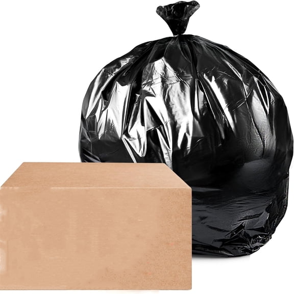 Contractor Garbage Bags 55 Gallon, 3 Mil Black Contractor Garbage Bag (50 Bags w/Ties) Large 55 Gallon Trash Bags Heavy Duty Liners, Extra Large Trash Liners for Construction, Industrial Bag