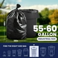 thumbnail image 1 of Contractor Garbage Bags: 55 Gallon Heavy Duty Trash Bags, 36x58 Inch, 6.0 Mil Thickness, Black, Pack of 20, 1 of 7