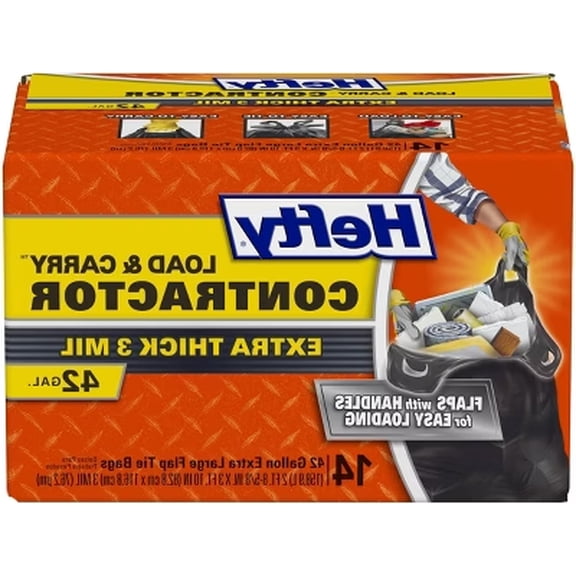 Contractor Load & Carry Extra Large Flap Tie Trash Bags - 42gal/14ct