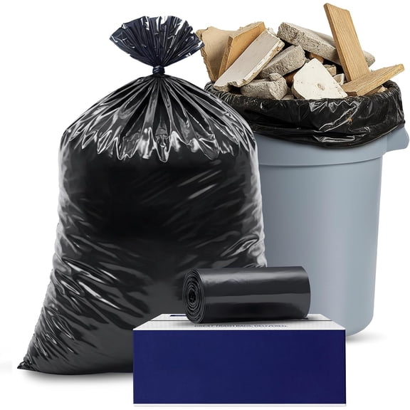 Contractor Trash Bags 42 Gallon 6.0 Mil Black Heavy Duty Garbage Bag 33 x 48 (25 Count)