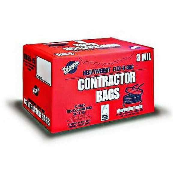 Contractor Trash Bags, Black ~ 55 Gallon/15 Count
