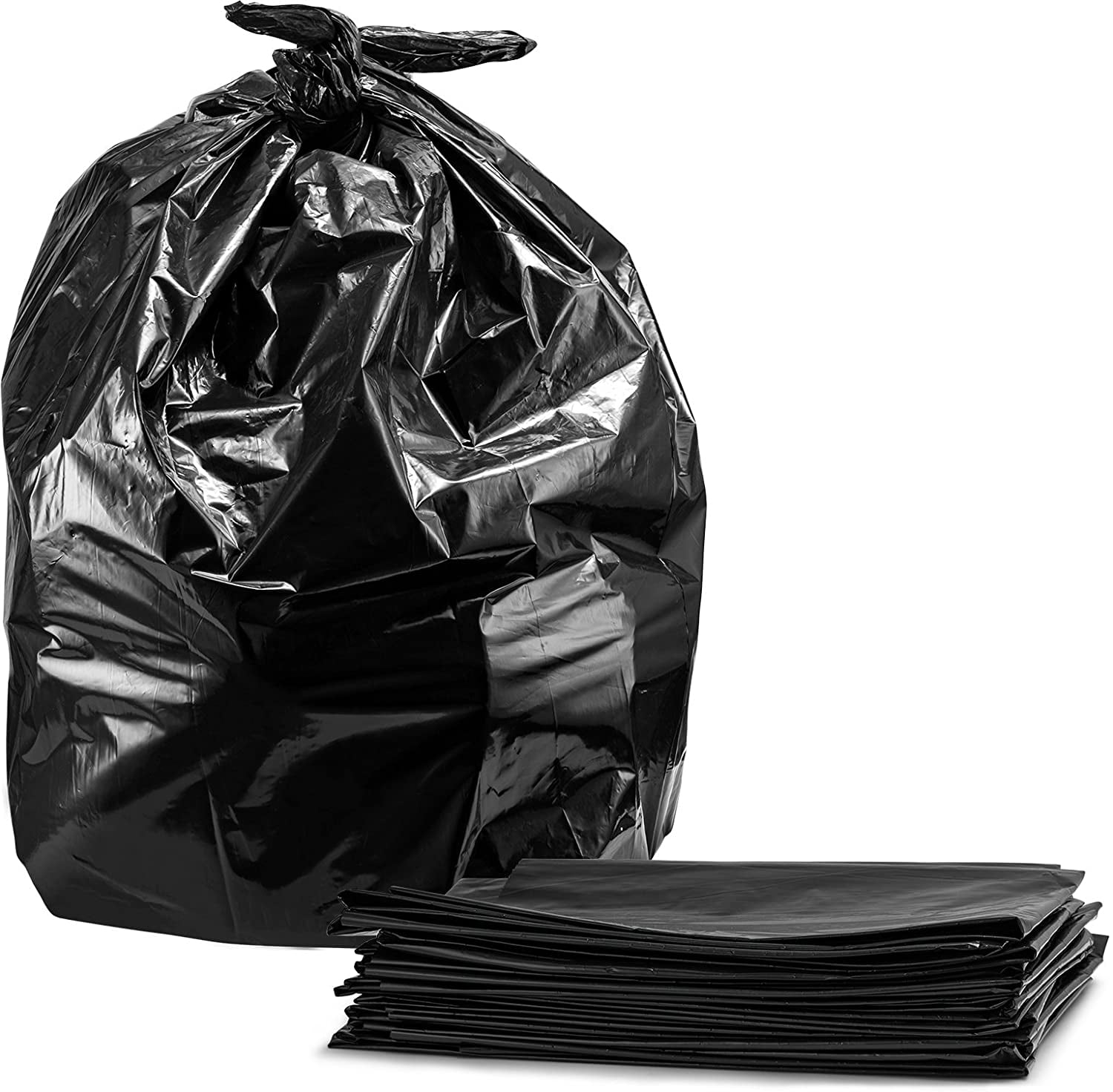 100PCS 13 Gallon Contractor Trash Bags 2 MIL Large Black Heavy Duty Garbage  Bags