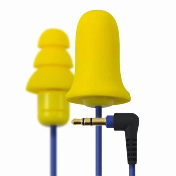 Contractor Yellow New and Improved Line Ear Plug Earbuds Headphones with Silicone and Foam Hearing Protection