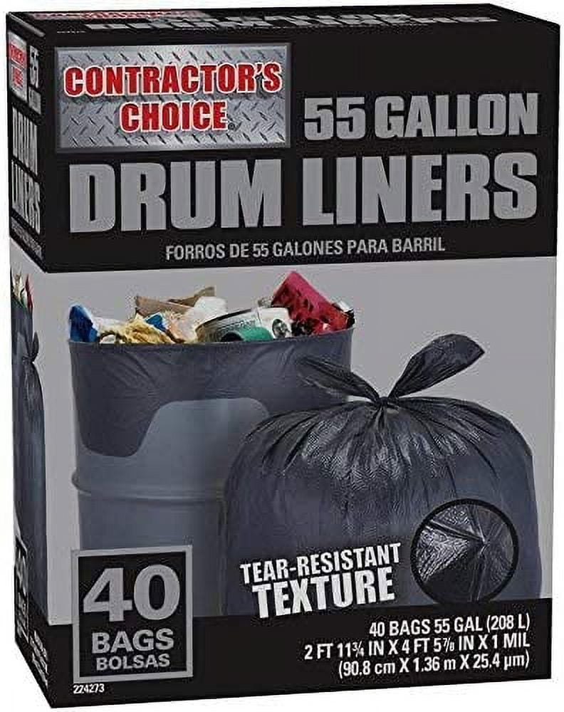 Heavy-Duty Black 55 Gallon Tear-Resistant Trash Bags