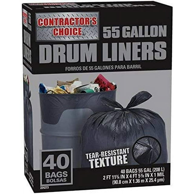 Contractor's Choice Trash Bags 55 Gallon 40 Count (1Pack)