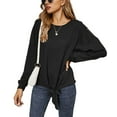 thumbnail image 1 of Contrast Button Shoulder Detail Sweater Black Small, 1 of 4