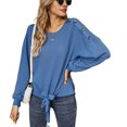 thumbnail image 1 of Contrast Button Shoulder Detail Sweater Blue X-Large, 1 of 4